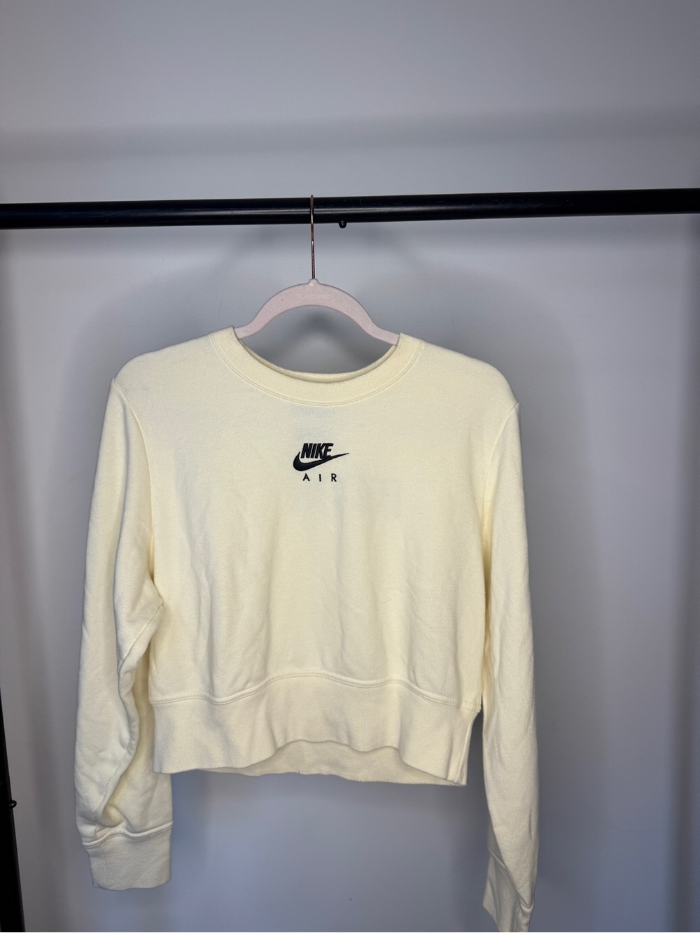 Nike Women's Crewneck Sweatshirt in Cream with Black Logo
